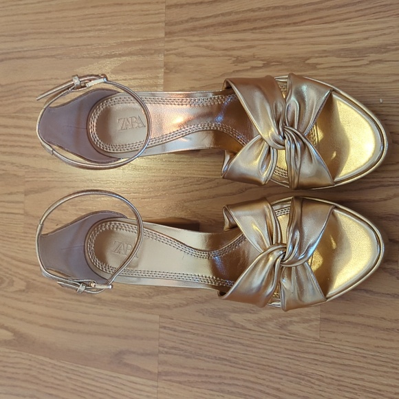 Zara gold platform heeled sandal 36 (6) - Picture 2 of 7